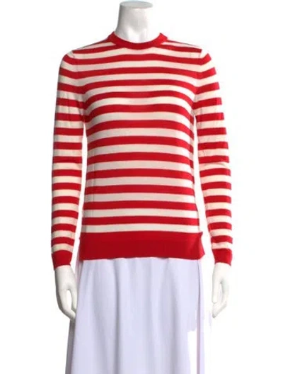 Pre-owned Partow Virgin Wool Striped Top In Red