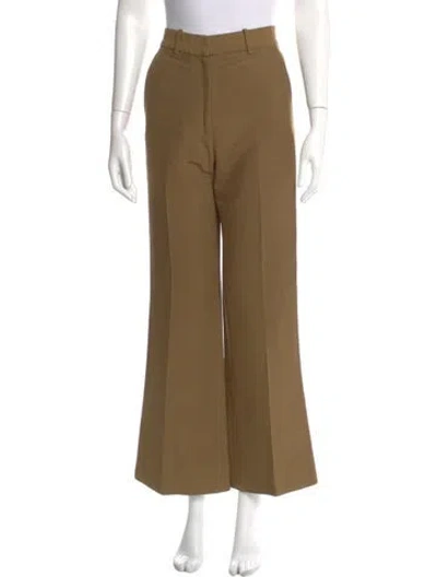 Pre-owned Partow Virgin Wool Wide Leg Pants In Brown