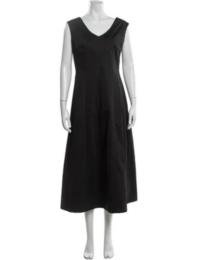 Pre-owned Partow V-neck Midi Length Dress W/ Tags In Black