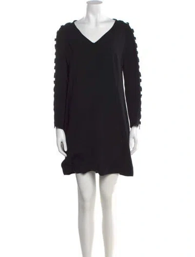 Pre-owned Partow V-neck Mini Dress In Black