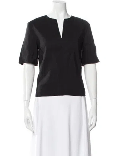 Pre-owned Partow V-neck Short Sleeve Top In Gray