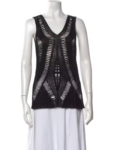 Pre-owned Partow V-neck Sleeveless Top W/ Tags In Black