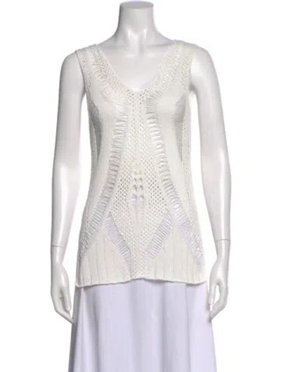 Pre-owned Partow V-neck Sleeveless Top W/ Tags In White