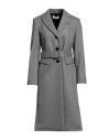 Partow Woman Coat Grey Size 0 Wool, Polyamide In Grey