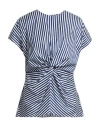 Partow Woman Blouse Navy Blue Size 4 Cotton