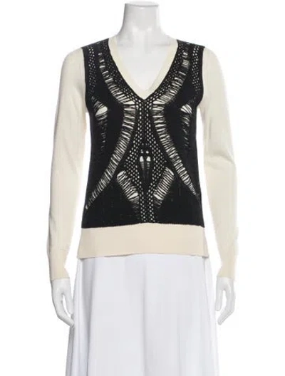 Pre-owned Partow Wool V-neck Top In Neutral