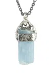 Parts Of Four 10k White Gold Fused Talisman Aquamarine Necklace In Metallic