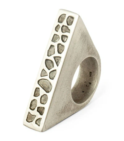 Parts Of Four Acid-treated Sterling Silver And Diamond Crescent Bridge Ring