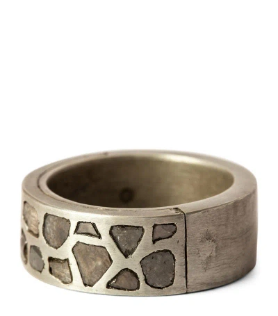 Parts Of Four Acid-treated Sterling Silver And Mega Pavé Diamond Sistema Ring 9mm