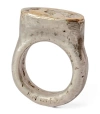 PARTS OF FOUR ACID-TREATED STERLING SILVER AND YELLOW GOLD ROMAN RING