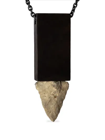 Parts Of Four Arrowhead Amulet Necklace In Black