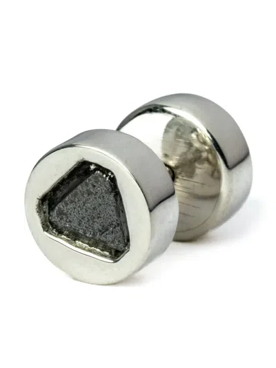 Parts Of Four Black Diamond-encrusted Stud Earring In Silver