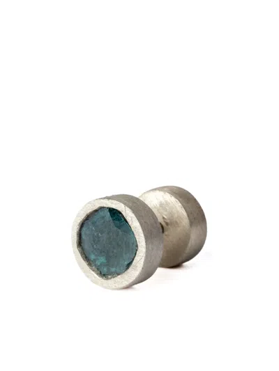 Parts Of Four Blue Diamond-encrusted Stud Earring In Silver