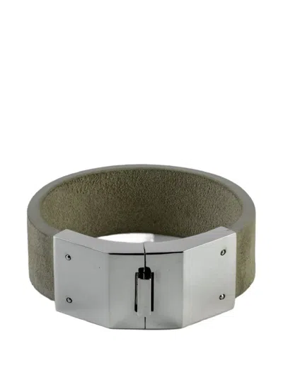 Parts Of Four Box Lock Leather Bracelet In Metallic