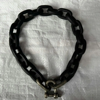 Pre-owned Parts Of Four Charm Chain Choker Black Wood Small Links