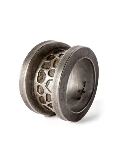 Parts Of Four Chasm Diamond-embellished Ring In Silver