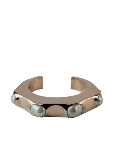 Parts Of Four Crescent Pearl-embellished Bracelet In Gold