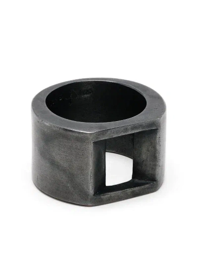 Parts Of Four Crescent Plane Gateway Ring In Black Sterling