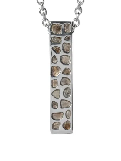 Parts Of Four Cuboid Necklace (half, Short Var., 50cm, Full Mega Pavé, Pa+dia) In Silver