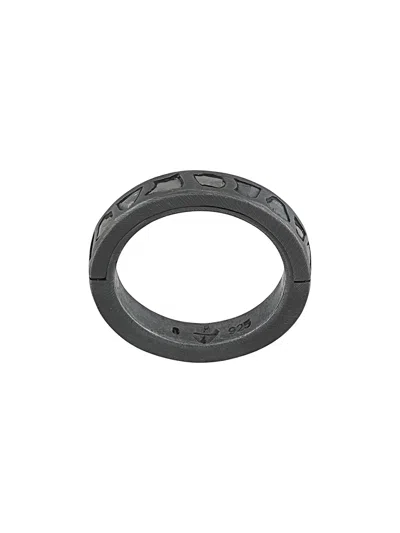 Parts Of Four Diamond Detail Band Ring In Black