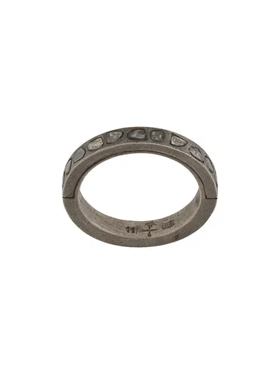 Parts Of Four Diamond Detail Band Ring In Silver