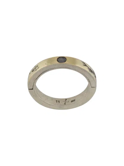 Parts Of Four Diamond Detail Band Ring In Silver