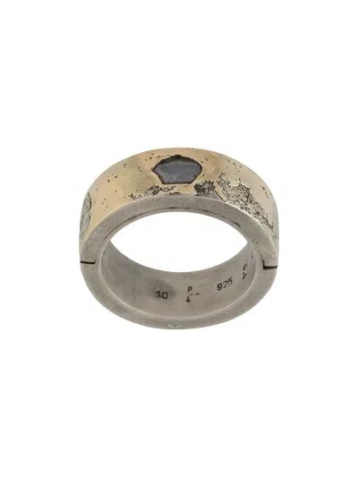 Parts Of Four Diamond Detail Ring In Silver
