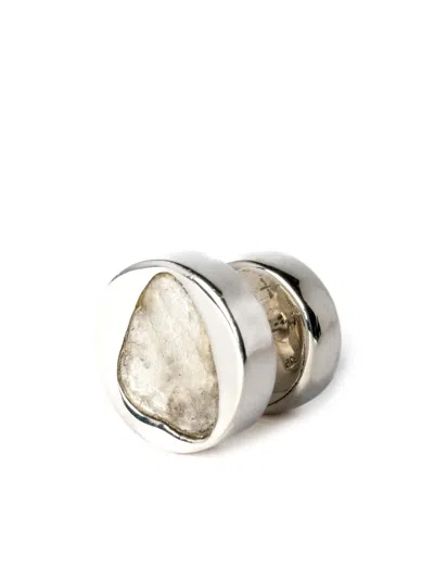 Parts Of Four Diamond-encrusted Sterling Silver Stud Earring