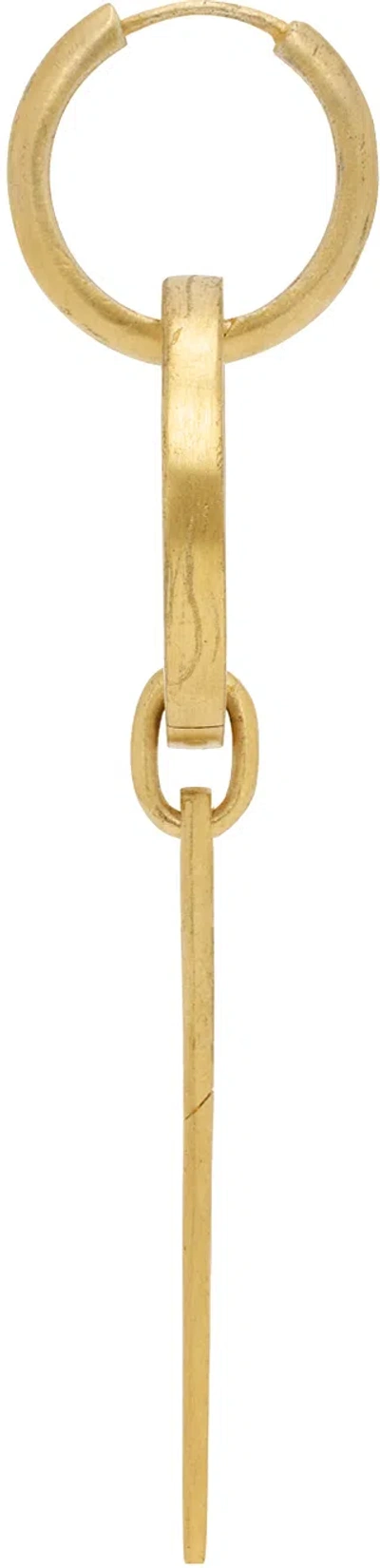 Parts Of Four Gold Mini Spike V2 Single Hoop Earring In Sterling Acid Gold