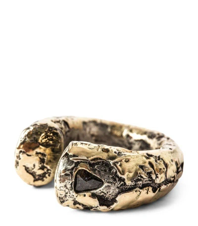 Parts Of Four Gold-plated Acid-treated Silver And Diamond Druid Ring