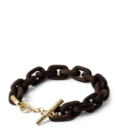 Parts Of Four Gold-plated Brass And Rosewood Toggle Chain Bracelet In Brown