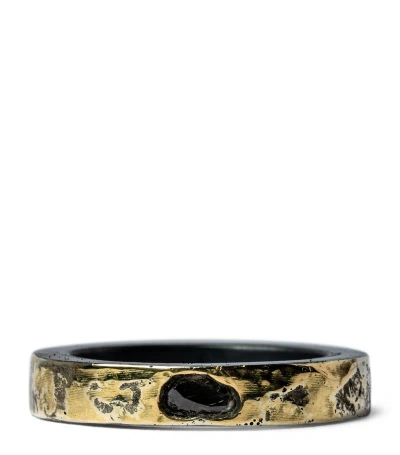 Parts Of Four Gold-plated Oxidised Sterling Silver And Diamond Sistema Ring