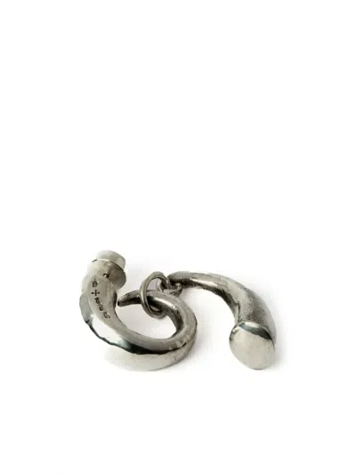 Parts Of Four Horn Polished Finish Pendant Earring In Silver