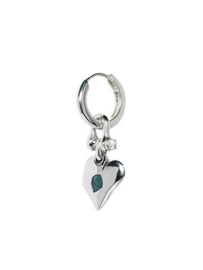 Parts Of Four Jazz's Solid Heart Sterling Silver And Blue Diamond Drop Earring