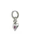 Parts Of Four Jazz's Solid Heart Sterling Silver And Ruby Drop Earring In Silver