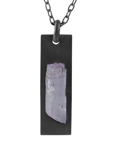 Parts Of Four Kunzite Rectangular-frame Necklace In Black