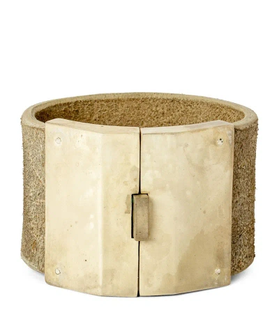 Parts Of Four Leather And Acid-treated Silver-plated Box Lock Bracelet In Neutrals
