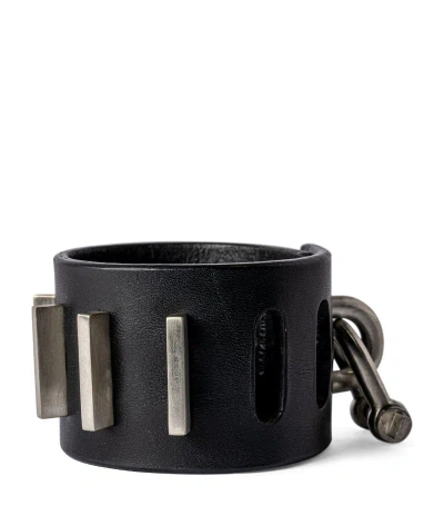 Parts Of Four Leather And Bronze Restraint Charm Bracelet 50mm In Black