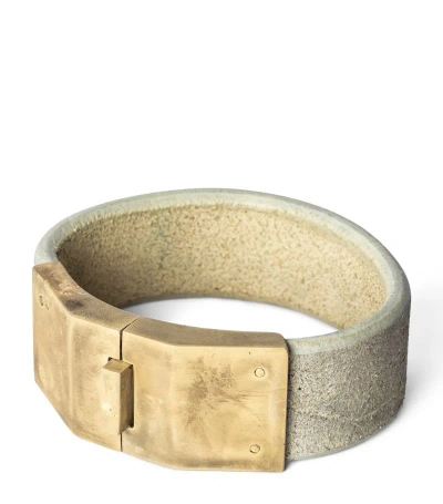 Parts Of Four Leather Box Lock Bangle In Neutrals