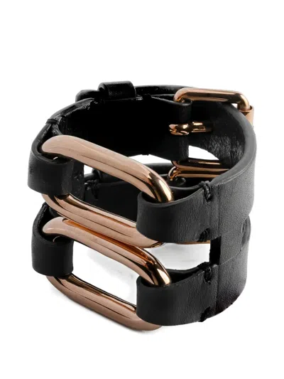 Parts Of Four Link Gauntlet Leather Bracelet In Black