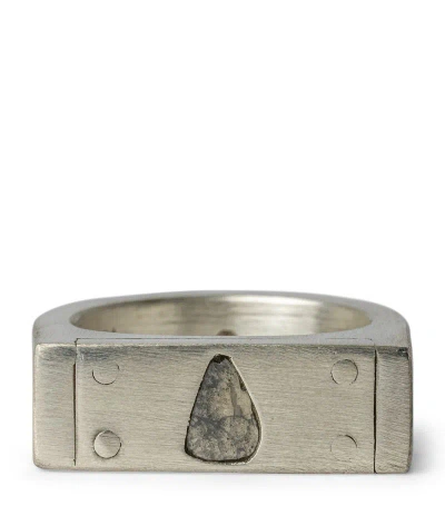 Parts Of Four Matte Sterling Silver And Diamond Plate Ring