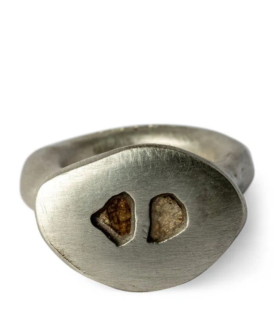 Parts Of Four Matte Sterling Silver And Diamond Tall Roman Ring
