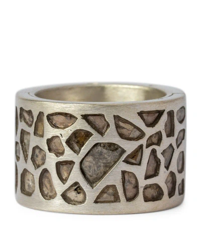 Parts Of Four Matte Sterling Silver And Mega Pavé Diamond Sistema Ring