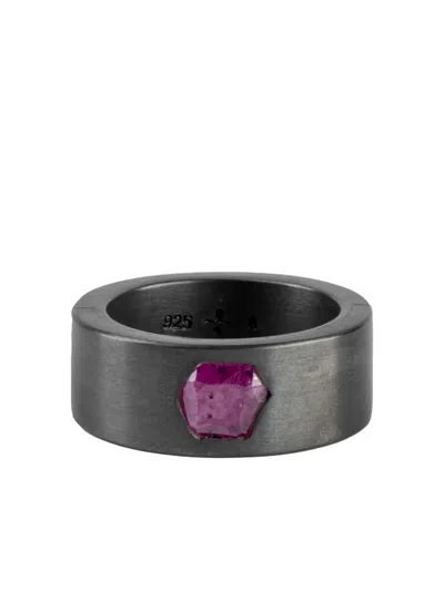Parts Of Four Oxidised Silver Sistema Ruby Ring In Metallic