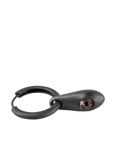 Parts Of Four Oxidised-silver Teardrop Earrings In Black