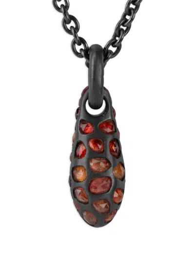 Parts Of Four Oxidised-silver Teardrop Necklace In Black