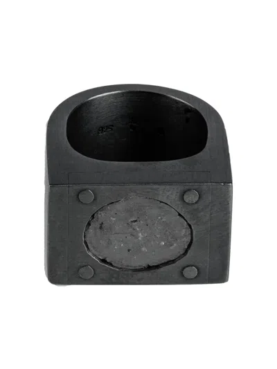 Parts Of Four Oxidised Sterling-silver Ring Single Diamond Ring In Black