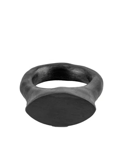 Parts Of Four Oxidised Sterling-silver Roman Ring In Black