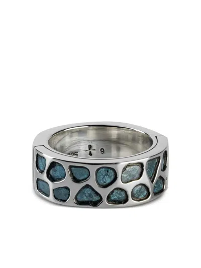 Parts Of Four Pavé-set Slab Ring In Metallic
