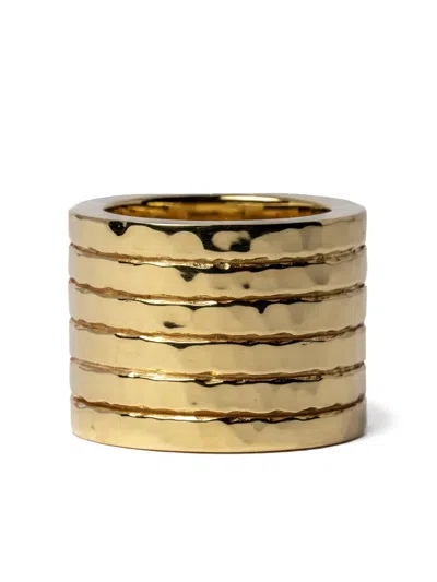 Parts Of Four Plane Hammered Ring In Gold